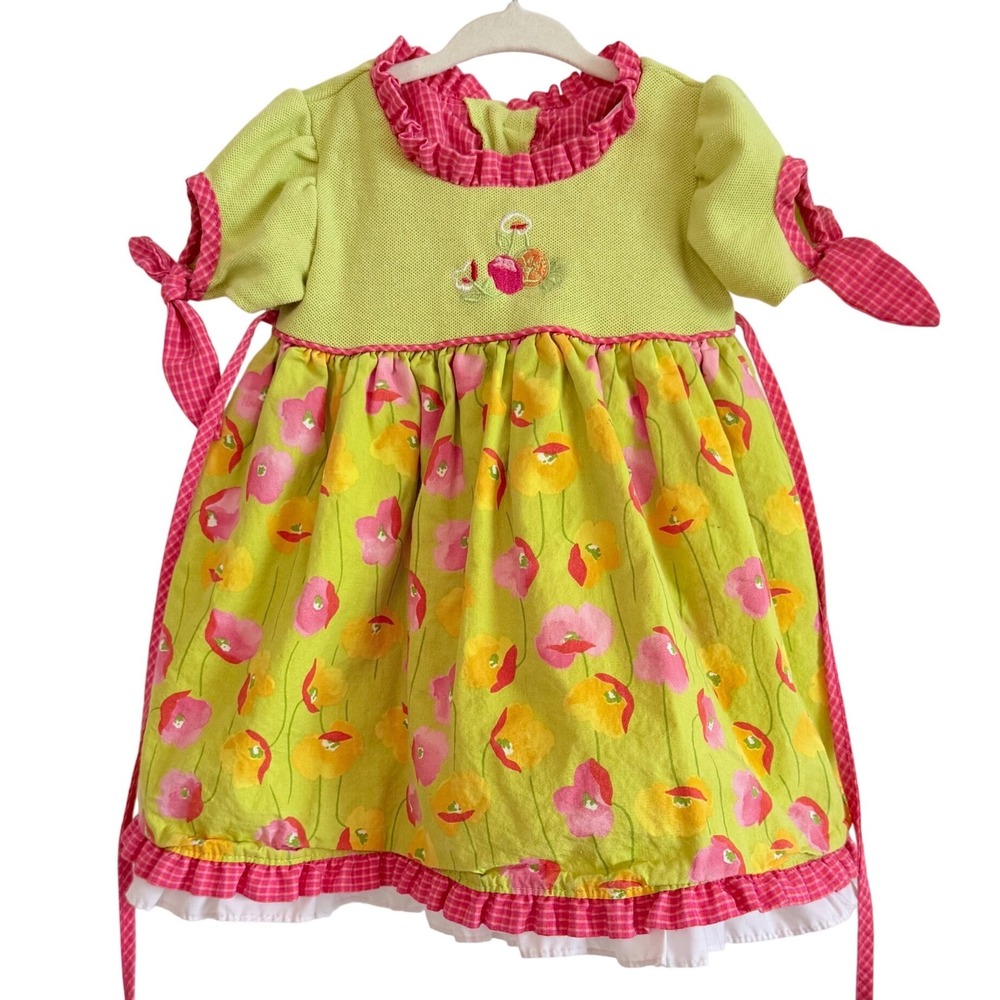 Vintage 90s Little Princess Tutu Dress Floral Fruit 18 moth girls ruffle cotton